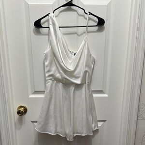 Lulu's White Draped Sleeveless Blouse